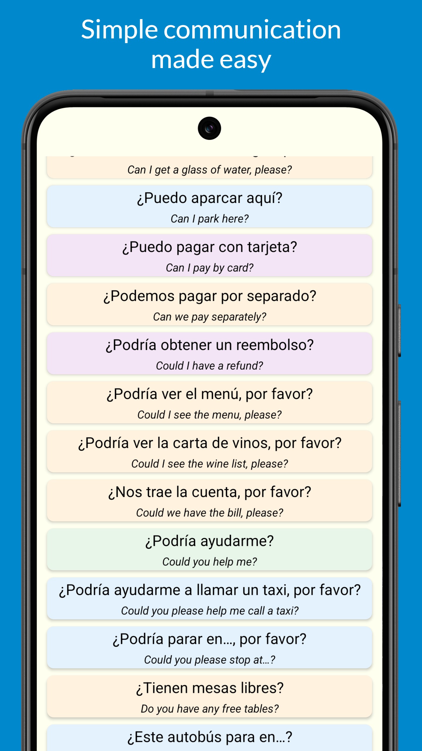 Talking Buttons on Android: communication board screen (4 of 8).